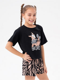 Пижама "Зебра" коричневая детская девочка с шортами
