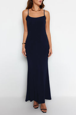 TRENDYOLMILLA Kahverengi Fitted/Vucuda Oturan Ask?l? Maxi Esnek Orme Kalem Elbise TWOSS23EL02435 фото 2