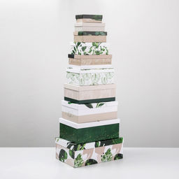 Набор коробок 10 в 1, упаковка подарочная, GREEN, 12?7?4 - 32.5?20?12.5 см