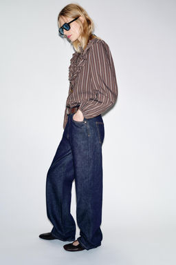 CAMISA RAYAS VOLANTES / Marr?n-Azul - Zara фото 4