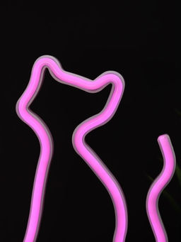 Неоновый LED ночник настольный "Cat", розовое свечение (24х16 см)