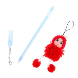 Ручка гелевая- прикол "Девочка в шапочке", цвет куклы КРАСНЫЙ