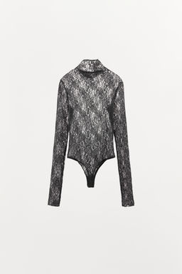 BODY ENCAJE BORDADOS FLORALES / Gris - Zara фото 4