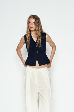 PLAIN KNIT TOP WITH GOLD BUTTON - Zara фото 9