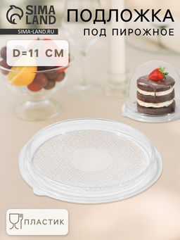 Цена за 780 шт. Дно для пирожного одноразовое ПР-Т-85Д, пластик, круглое, d=11 см, прозрачное