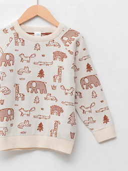 Bisiklet Yaka Uzun Kollu Bask?l? Erkek Bebek Triko Kazak - Waikiki фото 3