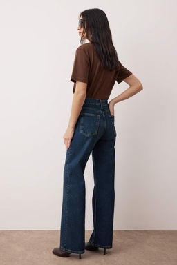 Koyu Mavi Yuksek Bel Orta Esnek Wide Leg Palazzo Jeans TWOAW26JE00084