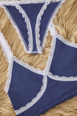 TRENDYOLMILLA Indigo Seamless/Dikissiz Kalpli Dantel Detayl? Kaps?z Orme Ic Camas?r? Tak?m? THMSS25CC00017 фото 7