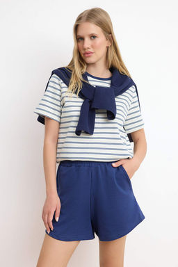TRENDYOLMILLA Gri Melanj- Siyah 2Li Paket Relaxed/Rahat Kal?p K?sa Esnek Orme Sort & Bermuda TWOSS25SR00084  фото 16