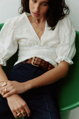 Blusa con cintura nido de abeja - H&m фото 4