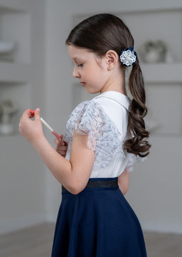 Сандра, блузка трикотажная бел.синий/122-60-54 - Alolika фото 3