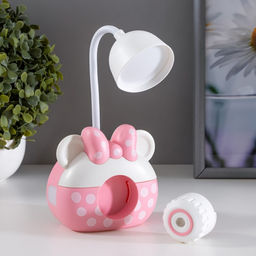 Лампа настольная RISALUX «Гамми», LED, 2 режима, 2 Вт, USB, точилка, розовый, 11.7×7×12 см