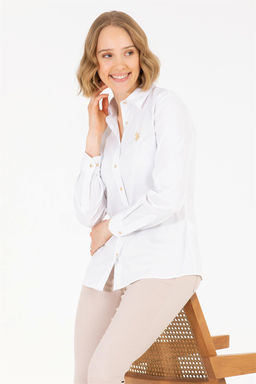 U. S. Polo Assn Женская белая базовая рубашка с длинным рукавом - U.s. polo assn фото 8