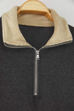 Antrasit Yaka Detayl? Dik Yaka Oversize/Genis Kesim Kal?n/Ici Polarl? Sweatshirt TMNAW26SW00003 - Trendyolmilla фото 2