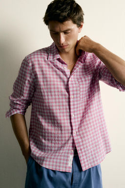 CAMISA RELAXED FIT CUADROS / Rosa - Zara фото 5