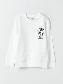 Bisiklet Yaka Nostaljik Maymun Bask?l? Uzun Kollu Erkek ?ocuk Sweatshirt