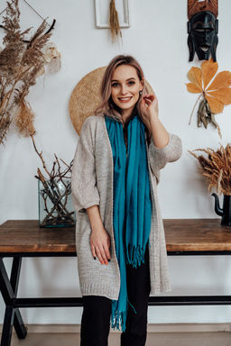 Кардиган 100% лен - Синий лен фото 7