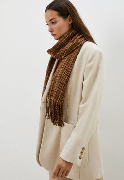 Палантин из шерсти и вискозы с длинной бахромой