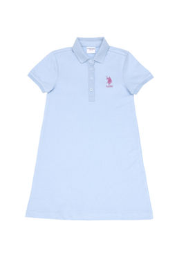 K_z _ocuk A__k Mavi Polo Yaka _rme Elbise Sepette S_rpriz _ndirim - U.s. polo assn фото 3