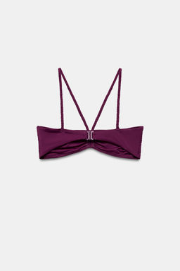 TOP BIKINI BANDEAU TIRANTES TRENZADOS / Berenjena - Zara фото 8