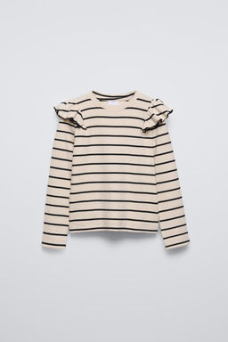 RIBBED T-SHIRT WITH RUFFLES