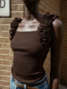 KNIT TOP WITH FLORAL STRAPS - Zara фото 4