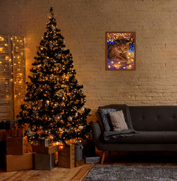 ФРЕЯ PNB/PMDD-188 Набор для раскрашивания по номерам ( со светодиодами ) 40 х 30 см Котик с огоньками