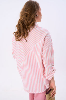 Рубашка NIKVA н953-3 пудрово-молочные полосы фото 2