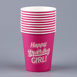 Цена за 10 шт. Стакан бумажный Happy Birthday, girl Кукла, 250 мл - Страна карнавалия фото 4