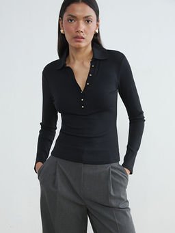 Polo Yaka Fitilli Kad?n Body