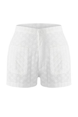 TRENDYOLMILLA Beyaz Dokuma Brode Plaj Sort TBESS25SR00012  фото 5