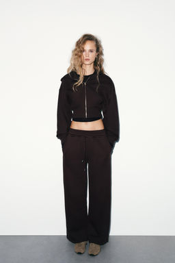 STRAIGHT-LEG PLUSH TROUSERS