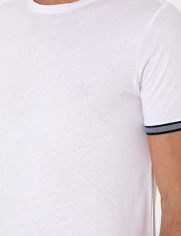 Beyaz Regular Fit %100 Pamuk Bisiklet Yaka T-shirt - Cacharel фото 7