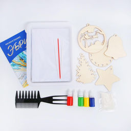 Набор для творчества Рисуем в технике Эбру, А5, 5 ёлочных украшений