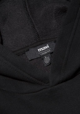 Kapusonlu Siyah Basic Sweatshirt - Mavi фото 6