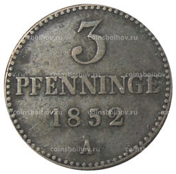 Монета 3 пфеннига 1852 года A Германсике государства  Мекленбург-Шверин