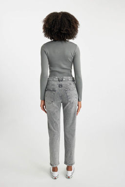 Lina Comfort Mom Fit Высокая удобная посадка Легкие джинсовые брюки с тонкой талией длиной до щиколотки - Defacto фото 7