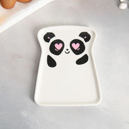 Чайная пара керамическая «Панда»: кружка 200 мл, блюдце 17.8×13.3 см