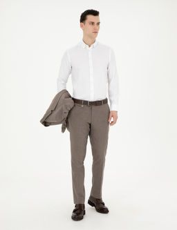 A__k Kahverengi Slim Fit Kuma_ Pantolon