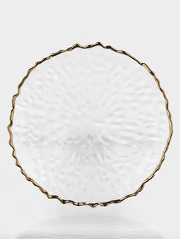 Тарелка Magistro «Риччи», d=33 см, h=2 см, с золотистой отводкой, стекло, прозрачная