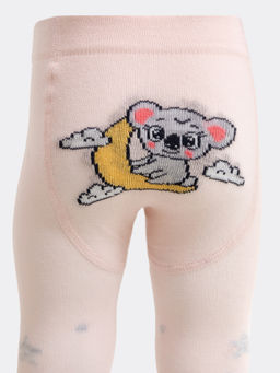 Цена за 3 пары! Колготки детские розовые с рисунком в виде звезд и коалы на луне - Mark formelle фото 3