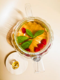 Чайник заварочный 1л стеклянный с бамбуковой крышкой OLS-339-25