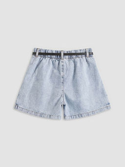 Kemerli K?z ?ocuk Pileli Jean ?ort Etek