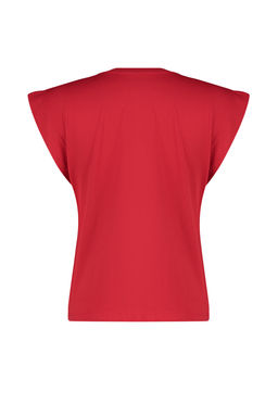 K?rm?z? %100 Pamuk Vatka Gorunumlu Basic Bisiklet Yaka Orme T-Shirt TWOSS20TS0021