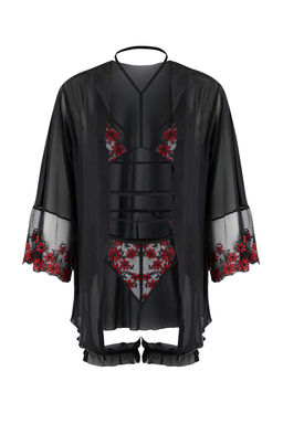 Siyah Sabahl?kl? Cicekli Tul Bacak Bantl? Kaps?z Ic Camas?r? Tak?m? THMAW26CC00029 - Trendyolmilla фото 7