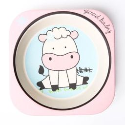 Набор детской посуды Коровка из бамбука, 5 предметов: тарелка, миска, стакан, столовые приборы - Крошка я фото 6