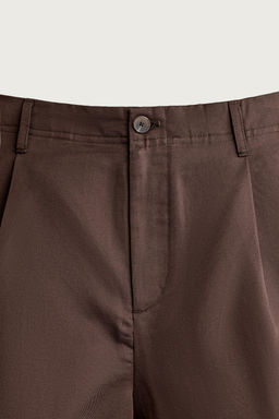 BERMUDA RELAXED FIT LINO - ALGOD?N PLIEGUES / Marr?n - Zara фото 5