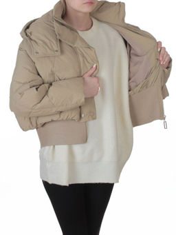 H24-033 BEIGE Куртка пуховая зимняя женская (пух)