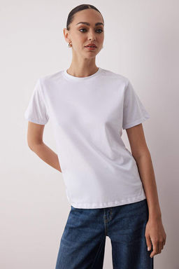 Siyah-Beyaz %100 Pamuk Arkas? Uzun Orme T-Shirt TWOAW26TS00008 - Trendyolmilla фото 10