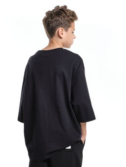 Футболка черная подростковая оверсайз PW22-7452 черный - Mini maxi фото 15